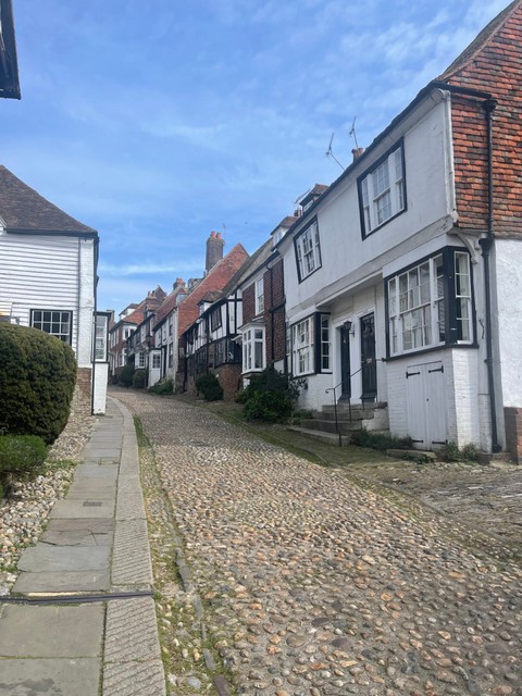 Mermaid Street, Rye. The House with Two Front Doors can be seen on the right