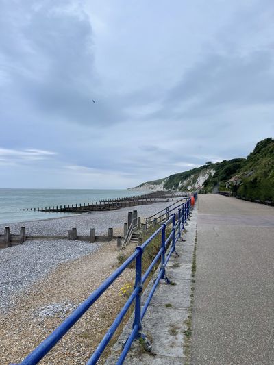 Eastbourne promenade, looking back towards Beachy Head cliffs